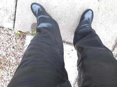 Leather trousers and booted